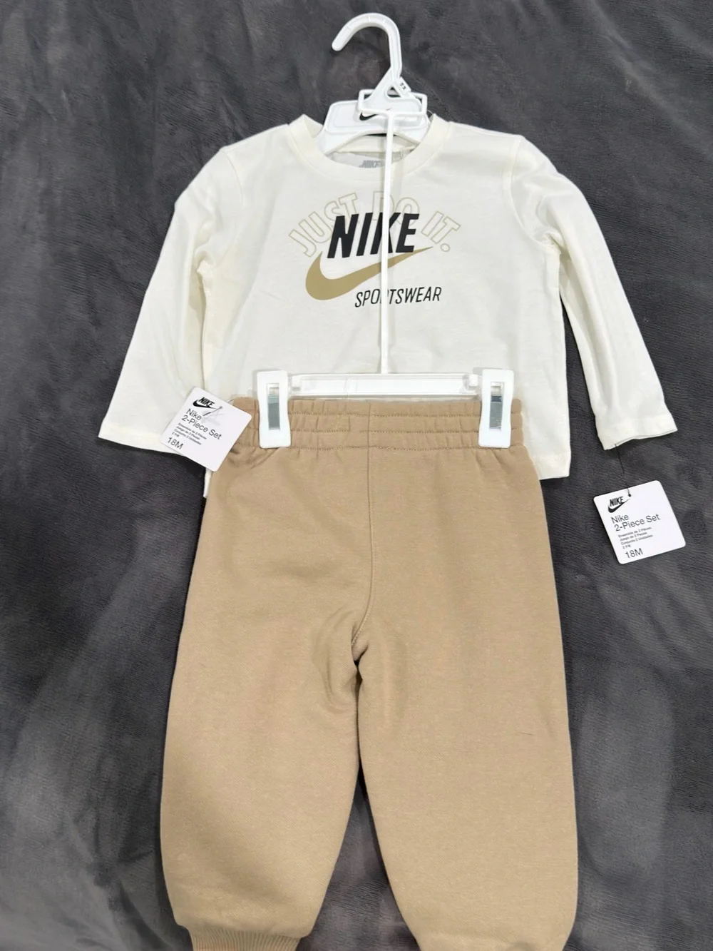 Nike Cream & Tan Kids 2-Piece Sweatshirt and Joggers Set